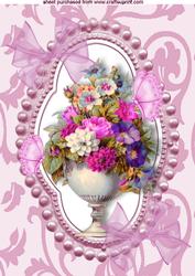 Vintage Vase of Flowers in Pearl Frame A4