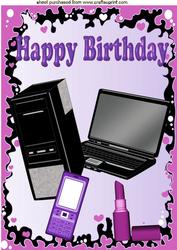 Computer and Lippy in Pink/purple Frame A4