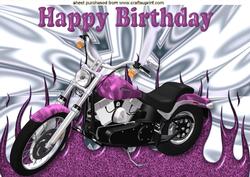 Pink Motorbike with Silver Effect A4