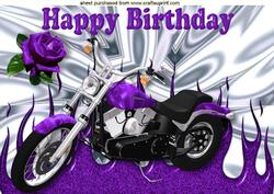 Purple Motorbike, with Purple Rose on Silver Effect A4