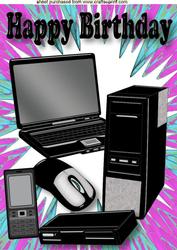 Computer and Mobile Pink/turq Abstract A4