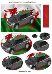 Red Dragon Flag with Black Mini, Oval Pyramids