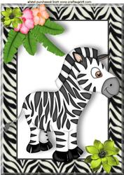 Little Zebra in a Frame with Flowers A4
