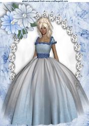 Beautiful Lady in White Gown with Flowers in Diamond Frame