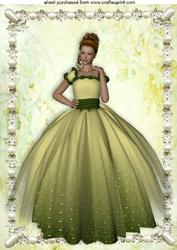 Beautiful Lady in Pale Green Gown in Pearl Frame A4