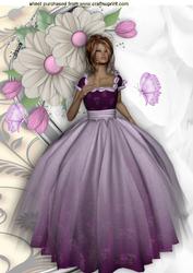 Beautiful Lady in Lilac Gown with Flowers A4
