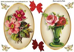 Floral Toppers in Oval Cream/gold Frames