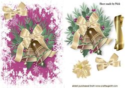 Gold Christmas Bells with Cream Bow