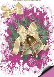 Christmas Gold Bells with Cream Bows, A4