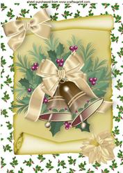 Christmas Gold Bells with Cream Bow, A4