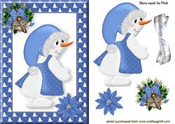 Christmas Snowlady in Blue Frame