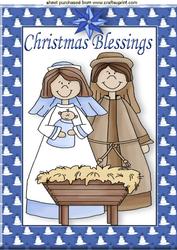 Christmas Blessing in a Frame with Stars, Nativity, A4