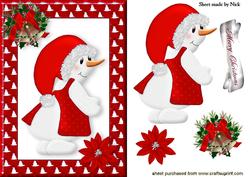 Christmas Snowlady in Red Frame