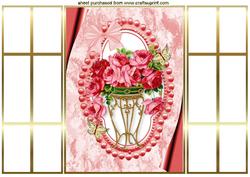 Red Roses in Bead Frame, French Gatefold