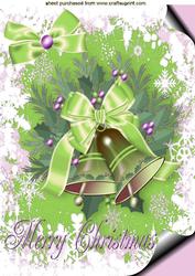 Christmas Bells with Green Bow, Pink Berries, A4
