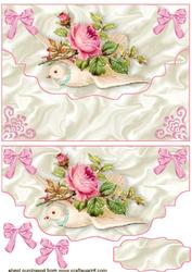 Pink Rose with Dove on Scalloped Envelope
