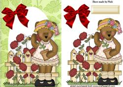 Little Teddy in a Rose Garden