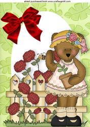 Little Teddy in Her Rose Garden A4