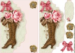Vintage Boot with Roses on a Scalloped Envelope