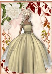 Pretty Lady in Cream Dress with Cream Roses A4