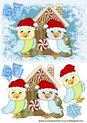 Little Bluebirds with Santa Hats On