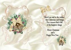 Gold Christmas Bells on Satin, A5 Insert with Verse