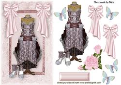 Antique Rose Pink Dress on Vintage Lace
