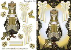 Gold Antique Dress in Ornate Frame