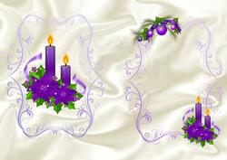 Christmas Purple Candles with Bows, A5 Insert