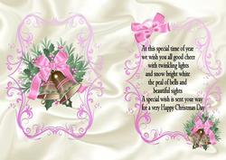 Christmas Bells with Pink Bow A5 Insert with Verse