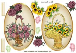 Toppers of a Pretty Basket of Roses & Pansies
