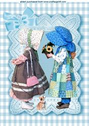 Cute Bonnet Girls with Puppy, A4