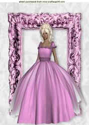 Pretty Lady in Gown in Ornate Frame A4