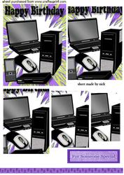 Computer and Mouse, Purple/yellow Abstract, Pyramids