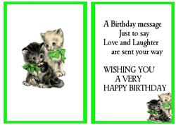Cute Kitties with Green Bows, A5 Insert with Verse