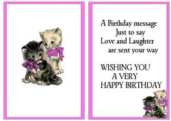 Cute Kitties with Pink Bows, A5 Insert with Verse