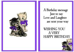Cute Kittie with Purple Bows, A5 Insert with Verse