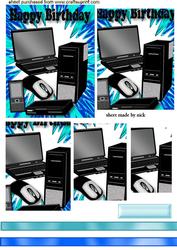Computer, Mobile, on Turq/blue Abstract, Pyramids