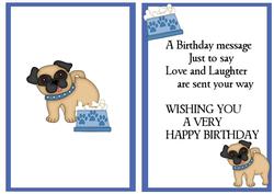 Cute Pug with Blue Collar, A5 Insert with Verse