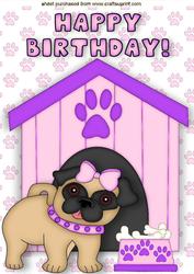 Cute Little Pug with Bones A4