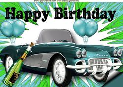 Turquiose Corvette with Balloons and Champers A4