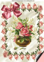Roses in a Bowl, in Rose Frame A4