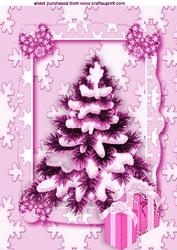 Pink Christmas Tree with Presents A4