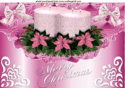 Pink Christmas Candles with Bows A4