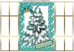 Christmas Tree in Turquiose Snow Frame, French Gatefold