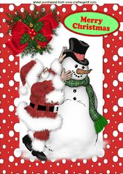 Santa with a Snowman in Snow Frame A4