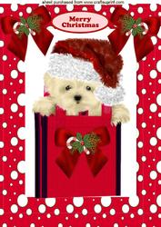 Little Westie with Santa Hat on A4