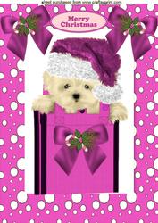 Cute Westie in Pink Santa Hat A4