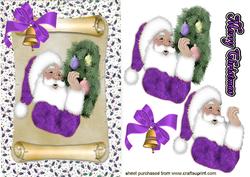 Santa on a Scroll in Purple