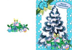 Christmas Tree in Turq Snow Frame A5 Card